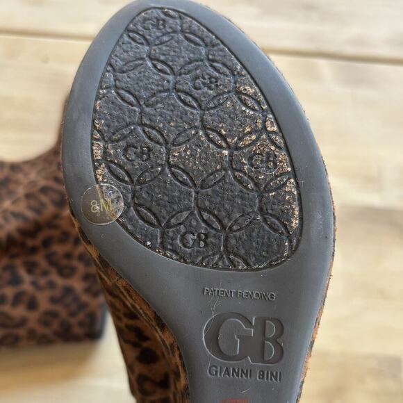 GIANNI BINI Womens Size 8M Leopard Suede Slouch Ankle Platform Wedge Bootie Read - Picture 5 of 11